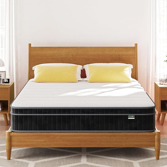 Firm Full Mattress, 12 inch Cooling-Gel Memory Foam and Pocket Spring Hybrid Mattress,Firm Feel,Full Bed Mattress in a Box, CertiPUR-US Certified, Full Size Mattress - LeafyLoom