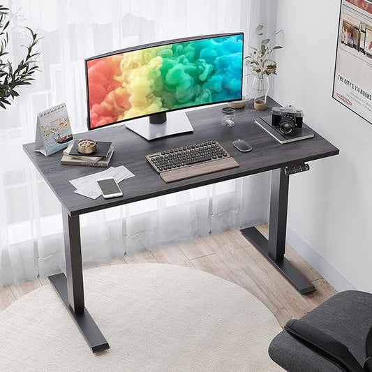 Sunon Sit Laptop Computer Writing Workstations with 3 Pre-Set and USB Port 48" for Home Office Smart Advanced Standing Desk, Grey - LeafyLoom