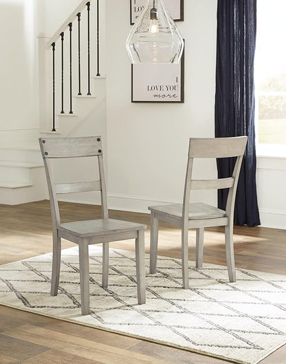 Signature Design by Ashley Loratti Modern Farmhouse 18" Weathered Wood Dining Chair, 2 Count, Gray - LeafyLoom