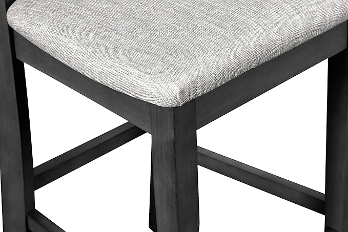 New Classic Furniture Gia Counter Dining Chair (Set of Four), Light Gray Fabric Upholstered Seat & Back Rest, Gray - LeafyLoom