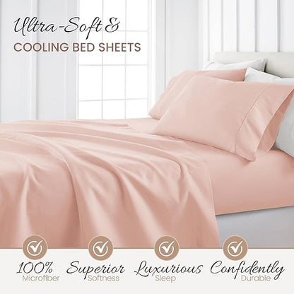 Linen Market 4 Piece California King Bedding Sheet Set (Pink Hearts) - Sleep Better Than Ever with These Ultra-Soft Cooling Bed Sheets for Your California King Size Bed - Deep Pocket Fits 16" Mattress - LeafyLoom