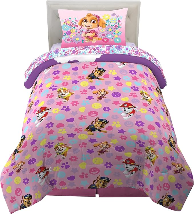 Paw Patrol Girls Kids Bedding Super Soft Comforter and Sheet Set, (4 Piece) Twin Size, (Official) Nickelodeon Product By Franco - LeafyLoom