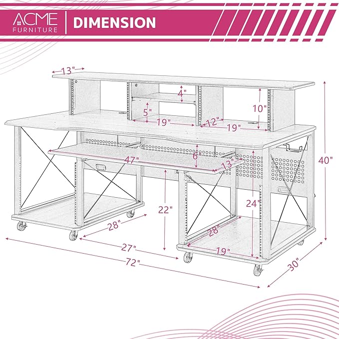 Acme Furniture Metal and Wooden Music Desk with Wheels, Black - LeafyLoom