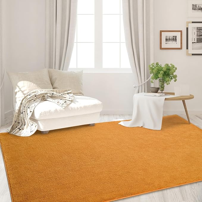 Area Rugs for Bedroom Living Room, 6x9 Orange Super Soft Comfy Thickened Memory-Foam Indoor Carpets, Modern Aesthetic Minimalist Carpet for Boys Girls Adults Apartment Nursery Home Décor - LeafyLoom