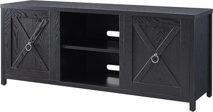 Henn&Hart Rectangular TV Stand for TV's up to 65" in Black, Electric Fireplace TV Stands for the Living Room - LeafyLoom