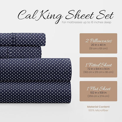 Linen Market 4 Piece California King Bedding Sheet Set (Navy Blue) - Sleep Better Than Ever with These Ultra-Soft Cooling Bed Sheets for Your California King Size Bed - Deep Pocket Fits 16" Mattress - LeafyLoom