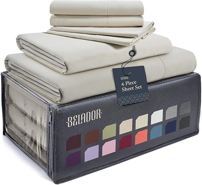 BELADOR Silky Soft Twin XL Sheet Set - Luxury Bed Sheets for Twin XL Size Bed, Secure-Fit Deep Pocket Sheets with Elastic, Breathable Hotel Sheets and Pillowcase Set, Wrinkle Free Oeko-Tex Sheets - LeafyLoom