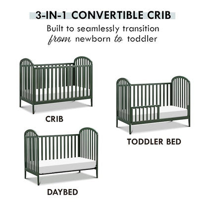 DaVinci, Beau 3-in-1 Convertible Crib in Forest Green, Greenguard Gold Certified - LeafyLoom