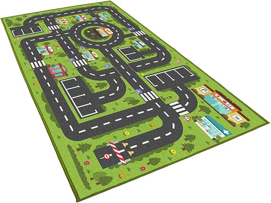 Car Rug Play Mat, Road Rug Carpet for Kids, City Life Educational Road Traffic Carpet for Ages 3-12 Years Old(80×120cm/32×47inch) - LeafyLoom