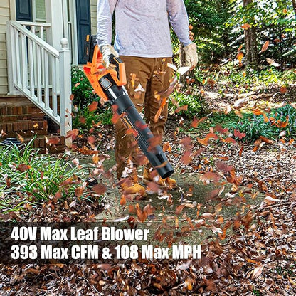 LawnMaster CLBL4016A Cordless Leaf Blower 40V Max with 2.0Ah,Battery Powered Leaf Blower Lightweight for Lawn Care, Leaves and Snow Blowing(Battery & Quick Charger) - LeafyLoom