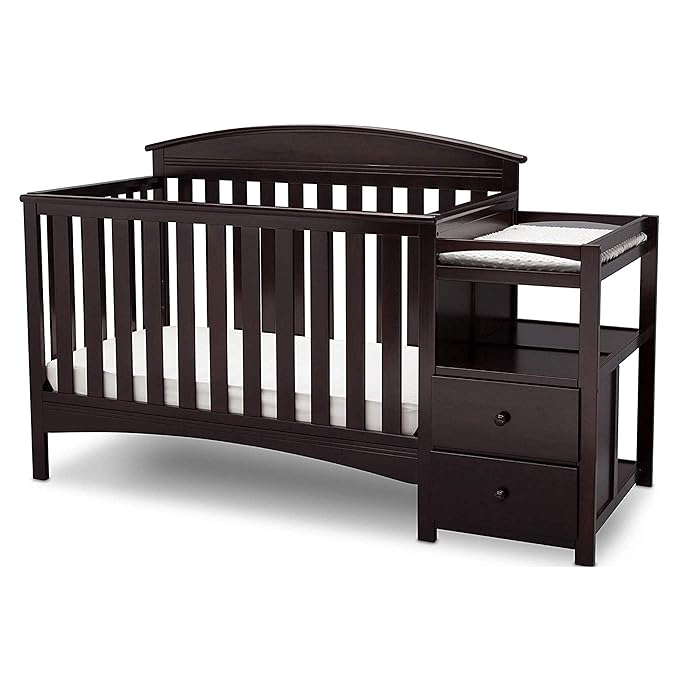 Delta Children Abby Convertible Crib and Changer, Dark Chocolate - LeafyLoom