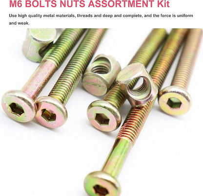 M6 Baby Crib Bolts Replacement Kit, cSeao 50pcs M6x30mm/ 40mm/ 50mm/ 60mm/ 70mm Zinc Plated Socket Cap Screw Kit for Chairs Bunkbed Cot Furniture - LeafyLoom