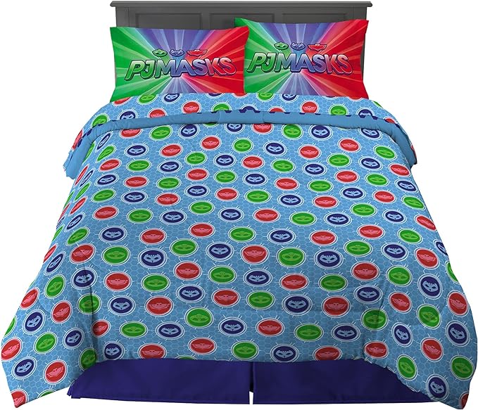 Franco Kids Bedding Super Soft Comforter and Sheet Set, 5 Piece Full Size, PJ Masks - LeafyLoom