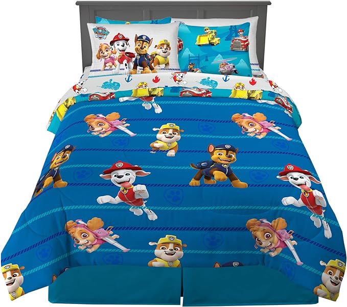 Franco Kids Bedding Super Soft Comforter and Sheet Set with Sham, 7 Piece Full Size, Paw Patrol - LeafyLoom