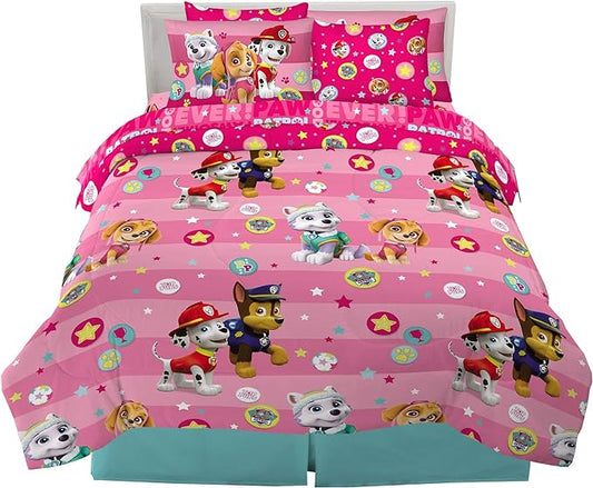 Paw Patrol Girls Kids Bedding Super Soft Comforter And Sheet Set With Sham, 7 Piece Full Size, (Official) Nickelodeon Product By Franco - LeafyLoom