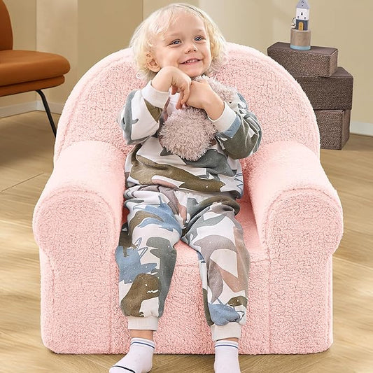 Kids Chair Toddler Chair Sherpa Couch Sherpa Kids Bean Bag Chair,Cuddly Toddler Chairs Comfy Plush Chair Toddler Couch Reading Chair for Kids Fuzzy Baby Chair Pink - LeafyLoom