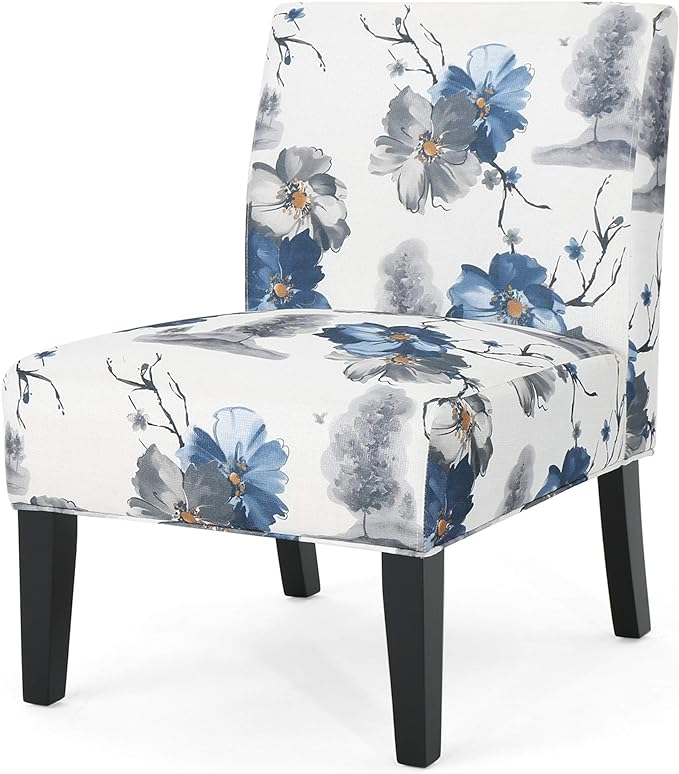 Christopher Knight Home Kendal Traditional Fabric Accent Chair, Print, Matte Black, 22.5D x 29.5W x 32H in - LeafyLoom