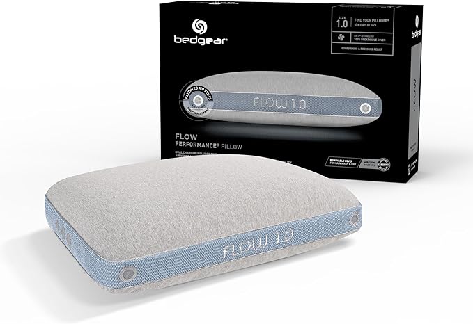 Bedgear Flow Performance Pillow - Size 1.0 - Soft Bed Pillows for All Sleep Positions - Maximum Breathability - Washable Cover- Back, Stomach, and Side Sleeper Pillow - 20" W x 26" L x 5.25" H - LeafyLoom