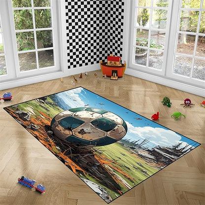 Football Rug for Boys Bedroom - Football Rug Basketball Rugs Kids Rug Football Carpet for Boys Bedroom Sports Rug Football Rugs for Playroom Living Room Floor Mat 3'×4' - LeafyLoom