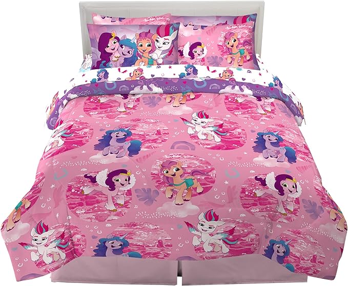 Franco Kids Bedding Super Soft Comforter and Sheet Set with Sham, 7 Piece Full Size, My Little Pony - LeafyLoom