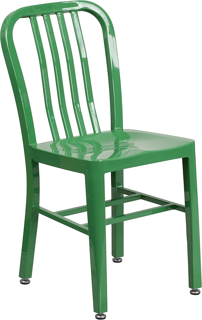 Flash Furniture Gael Commercial Grade 2 Pack Green Metal Indoor-Outdoor Chair - LeafyLoom