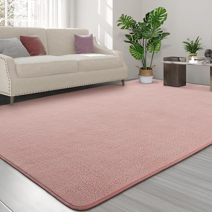 Area Rugs for Bedroom Living Room, 5x8 Pink Super Soft Comfy Thickened Memory-Foam Indoor Carpets, Modern Aesthetic Minimalist Carpet for Boys Girls Adults Apartment Nursery Home Décor - LeafyLoom