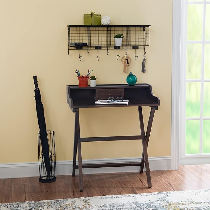 Linon Mable Folding Desk, Walnut - LeafyLoom