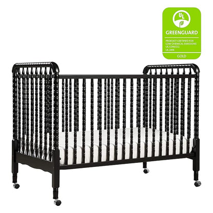 DaVinci Jenny Lind 3-in-1 Convertible Crib in Ebony, Removable Wheels, Greenguard Gold Certified - LeafyLoom