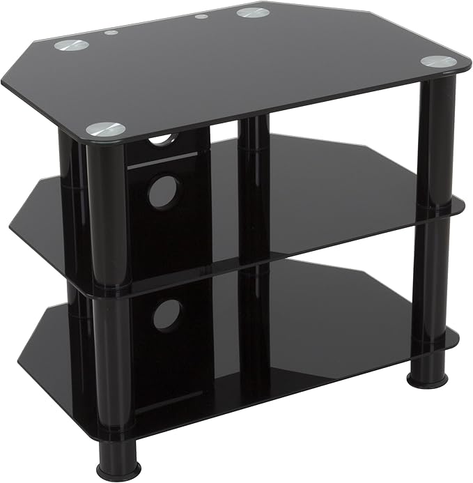 AVF Steel TV Stand with Cable Management for up to 32" TVs in Black - LeafyLoom