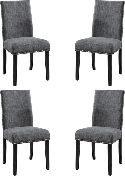 New Classic Furniture Crispin Dining Chair (Set of Four), 100% Polyester Granite Gray Fabric with Espresso Legs - LeafyLoom