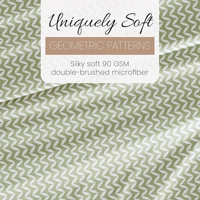 Linen Market 3 Piece Twin Bedding Sheet Set (Sage Chevron) - Sleep Better Than Ever with These Ultra-Soft & Cooling Bed Sheets for Your Twin Size Bed - Deep Pocket Fits 16" Mattress - LeafyLoom