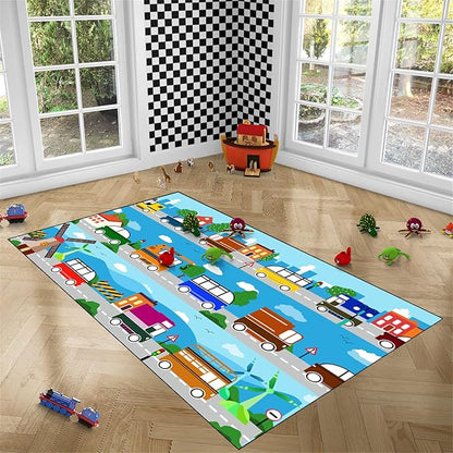 Car Carpet for Kids Kids Rugs for Playroom Car Track Rug Road Rug for Kids Car Play Rug Road Carpet for Toy Cars Car Track Rugs for Boys Car Rug for Boys Room 3'×5' - LeafyLoom