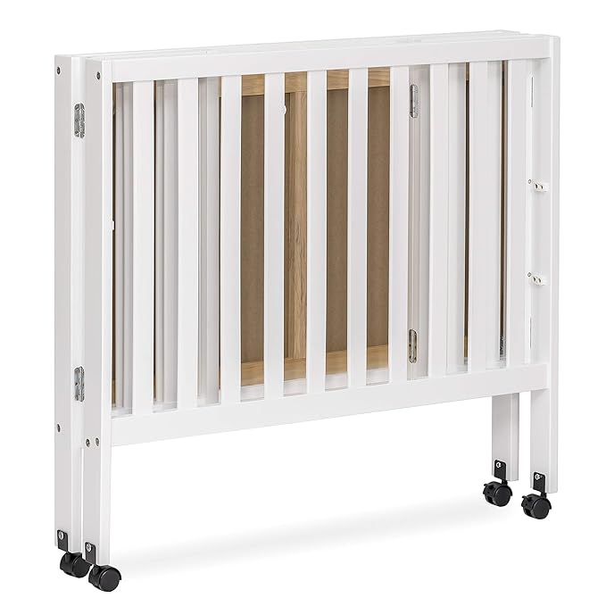 Jett Non-Full Size Folding Convertible Crib, Lightweight Portable Crib, Three Adjustable Mattress Height Settings, Easy to Fold Travel Crib, 1.5” Mattress Pad Included - LeafyLoom