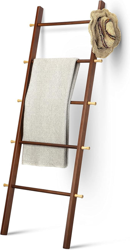 5 Ft Wooden Blanket Ladder Farmhouse - Quilt Ladder for Bedroom - Wood Ladder Decor - Decorative Ladder for Blankets - Easy to Assemble - Farmhouse Ladder Blanket Holder - Wooden Ladder for Blankets - LeafyLoom