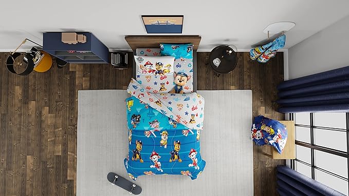 Paw Patrol Kids Bedding Super Soft Comforter and Sheet Set with Sham, 5 Piece Twin Size, (100% Officially Licensed Nickelodeon Product) By Franco - LeafyLoom