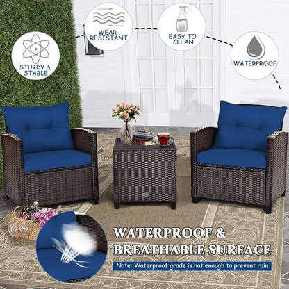 3 PCS Patio Furniture Set, OneSize, Navy - LeafyLoom