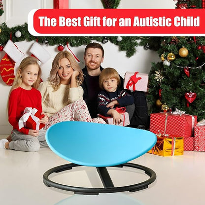 Autism Kids Swivel Chair,Spin Sensory Chair,Kids Spinning Chair,Sit Spin Training Body Coordination,Metal Base Non-Slip Small Desk Chair (Blue) - LeafyLoom