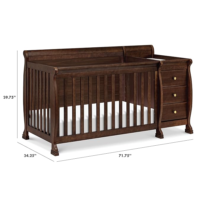 DaVinci Kalani 4-in-1 Convertible Crib and Changer Combo in Espresso - LeafyLoom