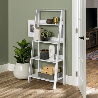 Walker Edison Sophia Modern 4 Shelf Ladder Bookcase , 55 Inch, White - LeafyLoom