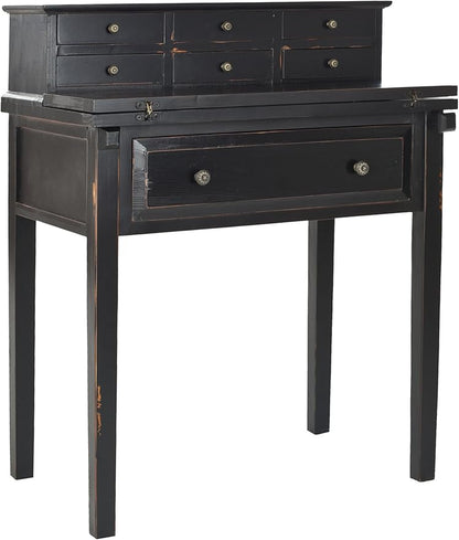 Safavieh American Homes Collection Abigail Distressed Black Fold Down Desk - LeafyLoom