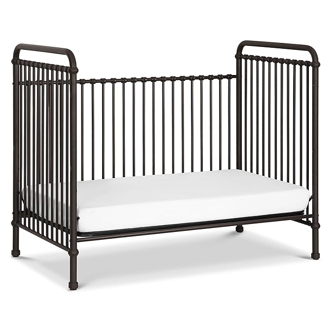 Namesake Abigail 3-in-1 Convertible Metal Crib in Vintage Iron, Greenguard Gold Certified - LeafyLoom