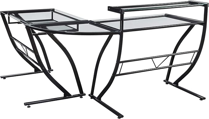 OSP Home Furnishings Constellation L Shaped Home Office Gaming Editing Desk, Black - LeafyLoom