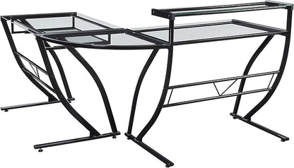 OSP Home Furnishings Constellation L Shaped Home Office Gaming Editing Desk, Black - LeafyLoom