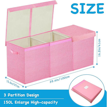 Large Toy Box Chest,Big Toy Storage Organizer,Storage Bins with Lids,Stuffed Animal Storage,Toy Bins for Kids Extra Large,Toddlers,Baby,Girls,Nursery,Living room,playroom(Pink) - LeafyLoom