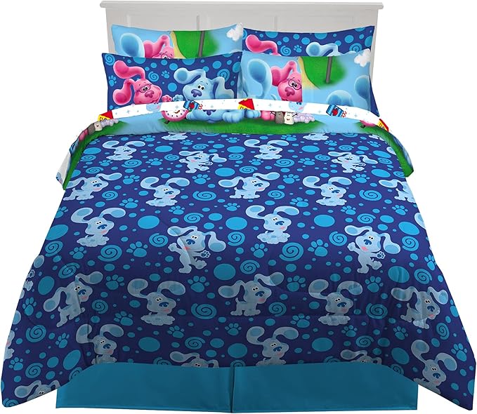 Franco Kids Bedding Super Soft Comforter and Sheet Set with Sham, 7 Piece Full Size, Blues Clues - LeafyLoom