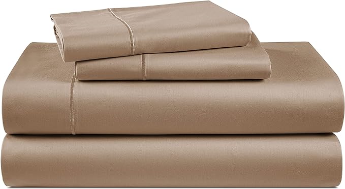 LANE LINEN 100% Egyptian Cotton Bed Sheets - 1000 Thread Count 4-Piece Taupe Calking Set Bedding Sateen Weave Luxury Hotel 16" Deep Pocket (Fits Upto 17" Mattress) - LeafyLoom