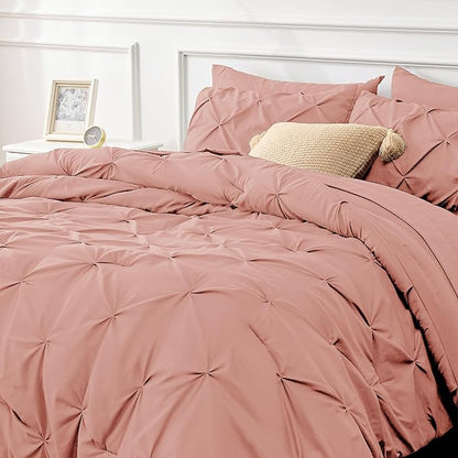 Bedsure California King Comforter Set - Cal King Bed Set 7 Pieces, Cali King Bedding Set with Comforter, Sheets, Pillowcases & Shams (Dusty Pink) - LeafyLoom