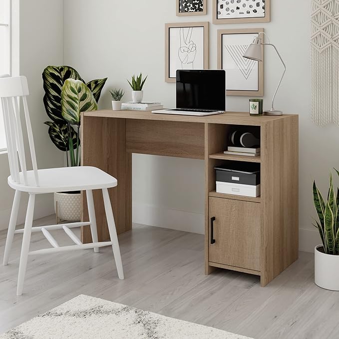 Sauder Beginnings Desk, L: 40.39" x W: 17.48" x H: 28.82", Summer Oak Finish - LeafyLoom