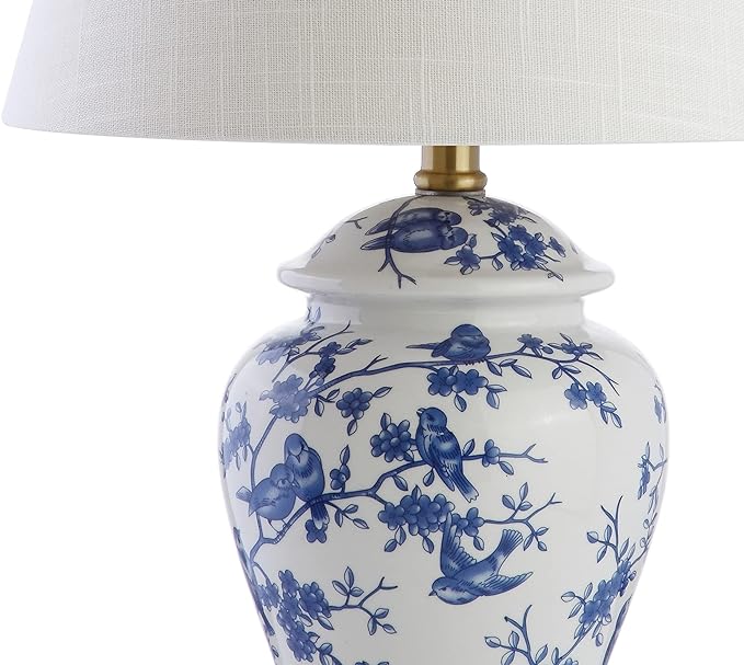 JONATHAN Y JYL3005A Penelope 22" Chinoiserie LED Table Classic Cottage Bedside Desk Nightstand Lamp for Bedroom Living Room Office College Bookcase LED Bulb Included, Blue/White - LeafyLoom