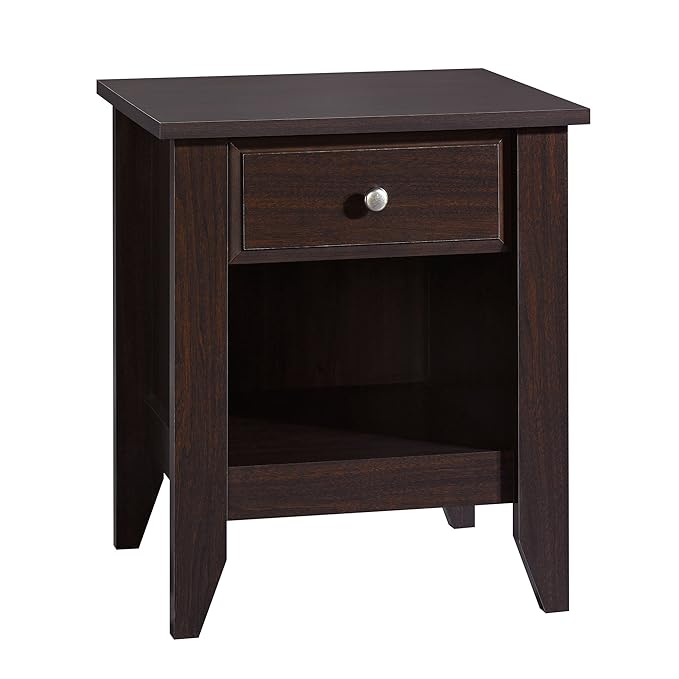 Sauder Night Stand, Jamocha Wood Finish - LeafyLoom